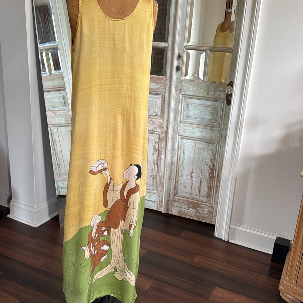 Citron silk gown, size medium